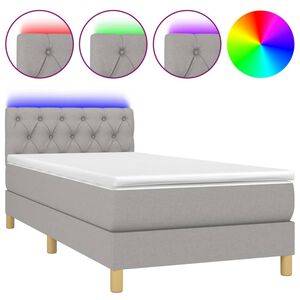vidaXL Боксспринг легло с матрак и LED, светлосиво, 80x200 см, плат