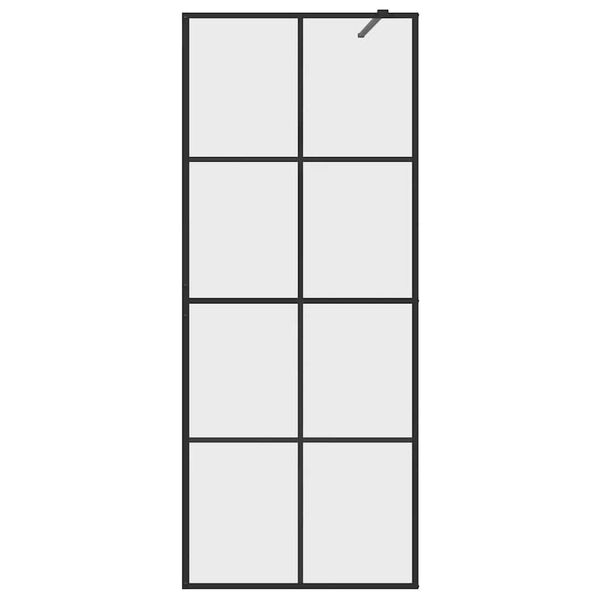 vidaXL Стена за душ с прозрачно ESG стъкло, 80x195 см, черна