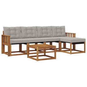 vidaXL Комплект дивани за открито 6 pcs Естествено и светло сиво