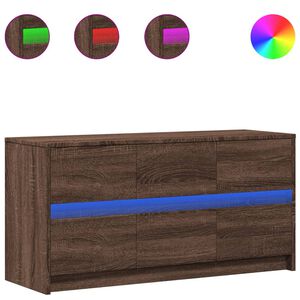 vidaXL ТВ шкаф с LED, кафяв дъб, 100x34x50 см, инженерно дърво
