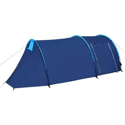 vidaXL Къмпинг палатка, 4-местна, тъмносиня/светлосиня