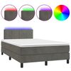 vidaXL Боксспринг легло с матрак и LED, тъмносиво, 120x200 см, кадифе