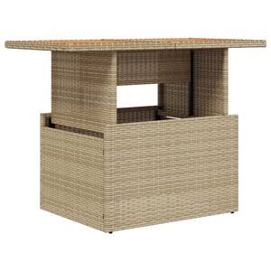 vidaXL Градинска маса, бежова, 100x55x73см, полиратан и акациево дърво