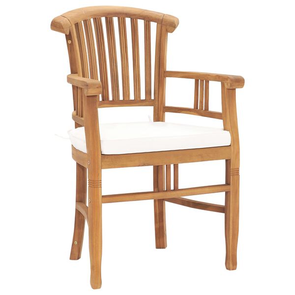 vidaXL Градински трапезен комплект с възглавници, 3 части, тик масив