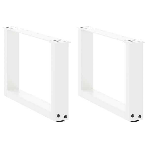 vidaXL Крака за масичка за кафе, U-образни, 2 бр., бели, 50 x (30-31) см, стомана