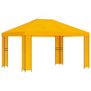vidaXL Шатра 4 &times; 3 m Жълто Полиестер и стомана 190 gsm