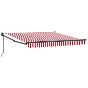 vidaXL Прибираща се тента Червено и бяло 300 x 250 cm