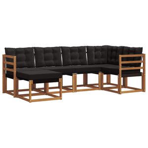 vidaXL Комплект дивани за открито 6 pcs Естествено и черно