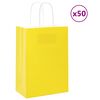 vidaXL Хартиени торбички 50 бр с дръжки жълти 15x8x21 см