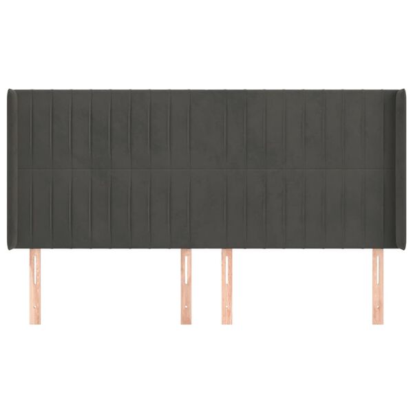 vidaXL Горна табла за легло с уши, тъмносива, 203x16x118/128см, кадифе