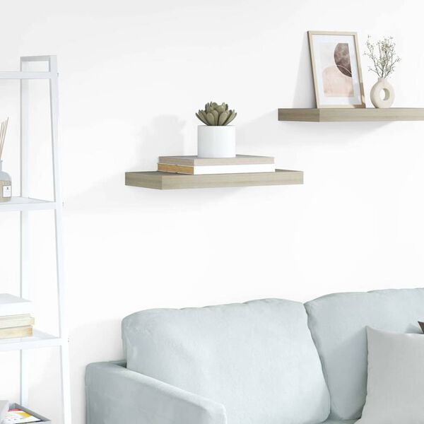 vidaXL Окачен стенен рафт, дъб, 50x23x3,8 см, МДФ