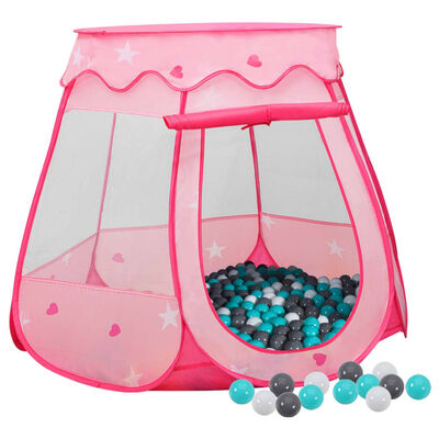 vidaXL Детска палатка за игра с 250 топки розово 102x102x82 см