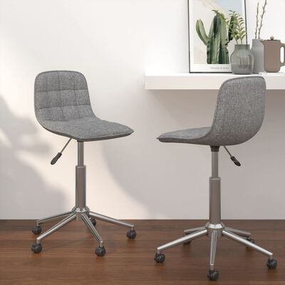 vidaXL Въртящи се трапезни столове, 2 бр, светлосиви, текстил