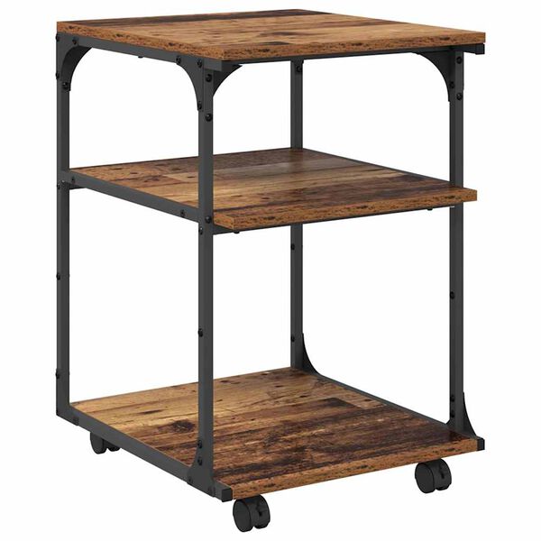 vidaXL Стойка за принтер Старо дърво 43 x 48 x 64 см Инженерно дърво