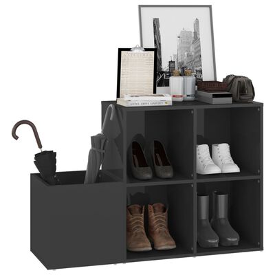 vidaXL Шкаф за обувки за антре, сив гланц, 105x35,5x70 см, ПДЧ