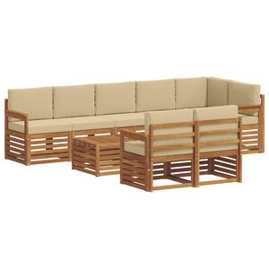 vidaXL Комплекти дивани 9 pcs Натурален и Бежов Солидно акациево дърво