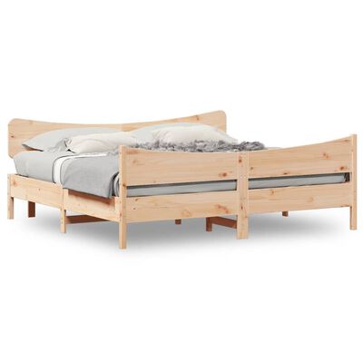 vidaXL Рамка за легло с табла, 180x200 см, борово дърво масив