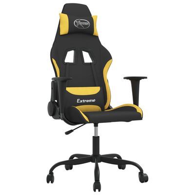 vidaXL Масажен гейминг стол, черно и жълто, плат