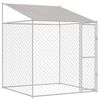 vidaXL Кучешка клетка с покрив Сребристо 200 x 200 x 258 см