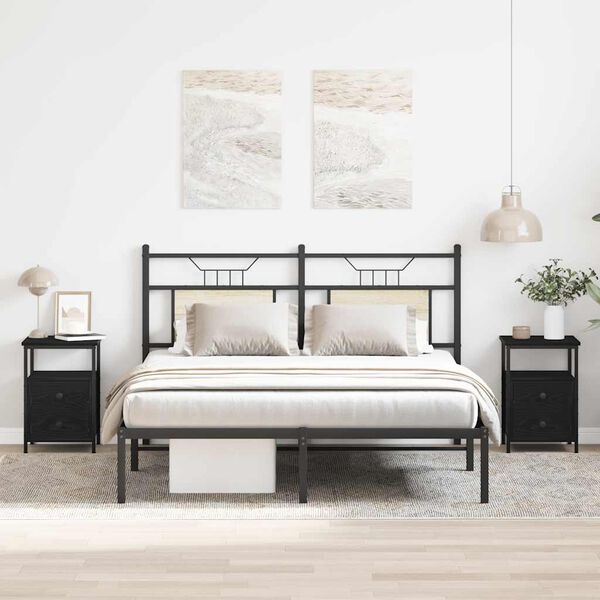 vidaXL Нощни шкафчета, 2 бр., черен дъб, 34x35,5x50 см, инженерно дърво