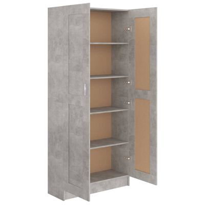 vidaXL Шкаф за книги, бетонно сив, 82,5x30,5x185,5 см, ПДЧ