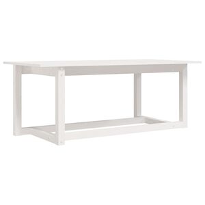 vidaXL Кафе маса, бяла, 110x55x45 см, борово дърво масив