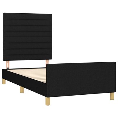 vidaXL Рамка за легло с табла, черна, 90x200 см плат