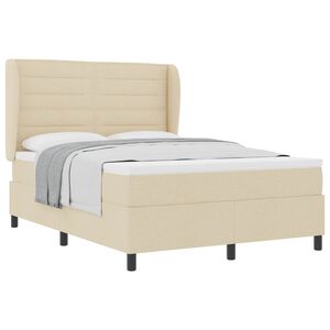 vidaXL Легло с пружинирана основа с матрак Крем 140 x 200 cm текстил