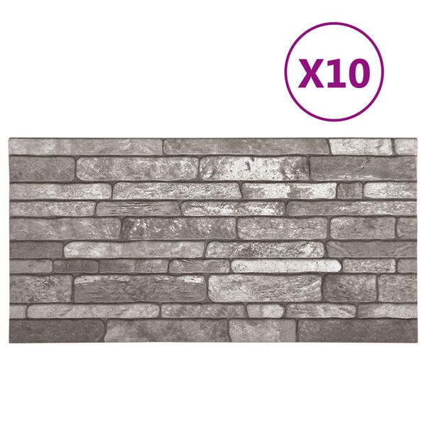 vidaXL Стенни панели 10 pcs Тъмносиво 100 x 50 cm EPS пяна
