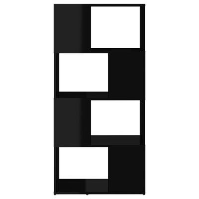 vidaXL Библиотека/разделител за стая, черен гланц, 60x24x124,5 см