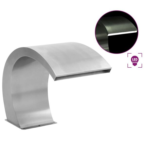 vidaXL Фонтан за басейн с LED, неръждаема стомана, 30x60x45 см