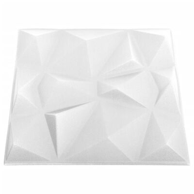 vidaXL 3D стенни панели, 12 бр, 50x50 см, диамантено бяло, 3 м²
