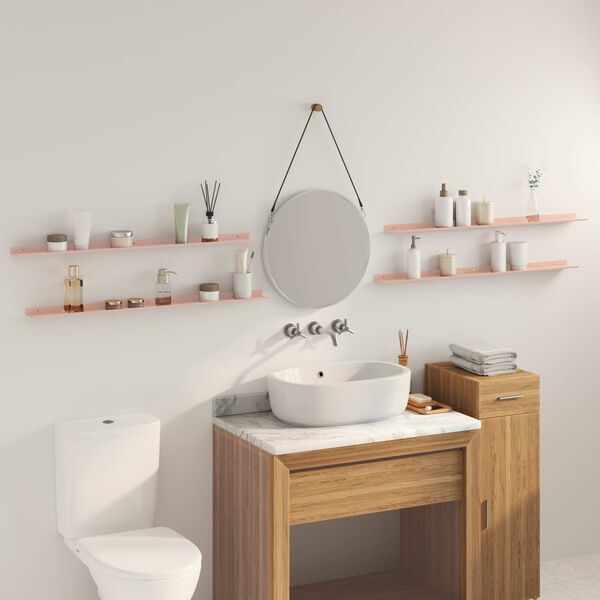 vidaXL Плаващ рафт 4 pcs Розово 100 x 9 x 2,5 см Стомана