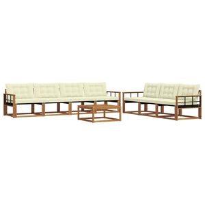 vidaXL Комплект дивани за открито 8 pcs Натурален и Крема