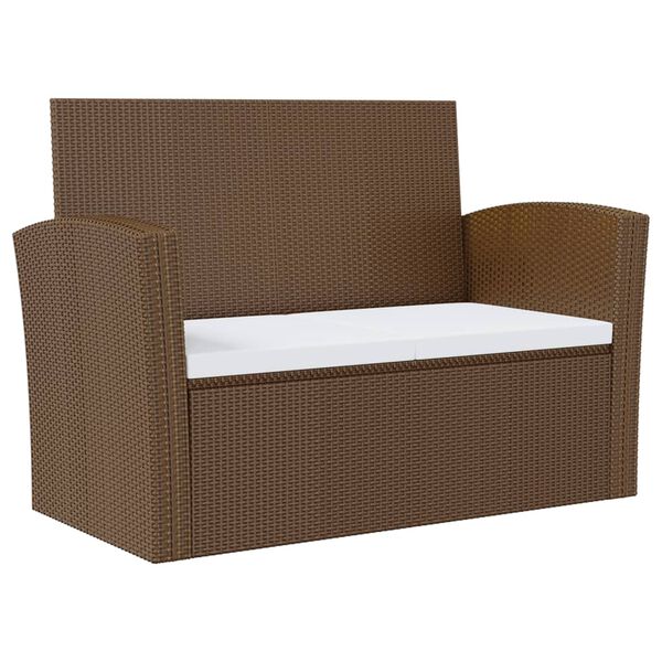 vidaXL Градински комплект с възглавници, 16 части, кафяв полиратан