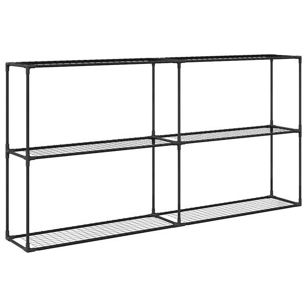 vidaXL 3-етажна стойка за растения Черно 200 x 32 x 104 см Стомана