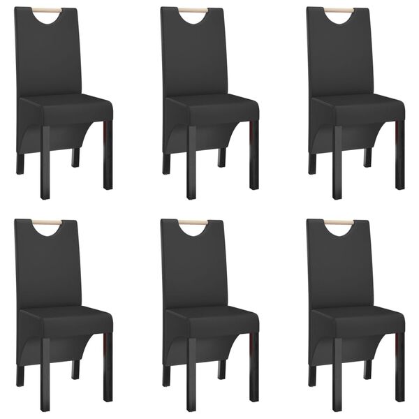 vidaXL Трапезни столове, 6 бр, черни, изкуствена кожа