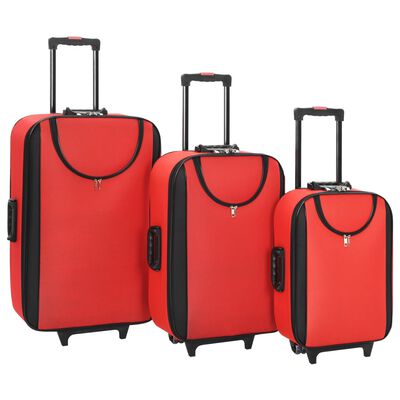 vidaXL Меки куфари на колелца, 3 бр, червени, плат Оксфорд