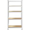 vidaXL Стелаж с 5 рафта, сребрист, стомана и инженерно дърво
