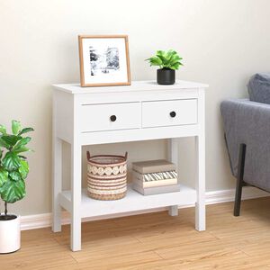 vidaXL Конзолна маса бяла 75x35x75 см борово дърво масив