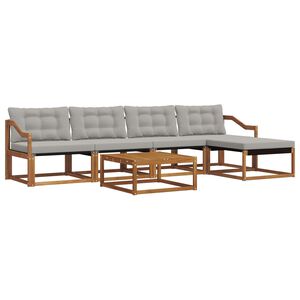 vidaXL Комплект дивани за открито 6 pcs Естествено и светло сиво