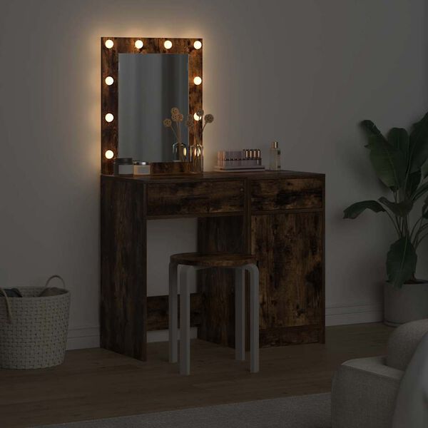 vidaXL Тоалетка с врата 2 pcs Кафяво 50 x 41 x 135 см Инженерно дърво