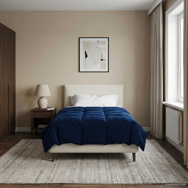 vidaXL Летен юрган Патичено Тъмен син 135 x 200 cm Микрофибър