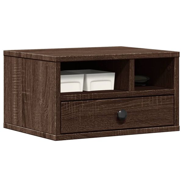 vidaXL Стойка за принтер, кафяв дъб, 40x32x22,5 см, инженерно дърво