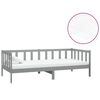 vidaXL Дневно легло с матрак, 90x200 см, сиво, борово дърво масив