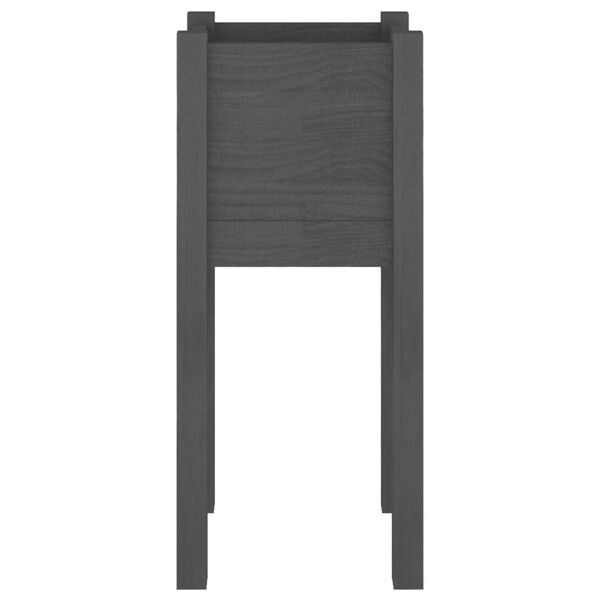 vidaXL Градински сандък, сив, 31x31x70 см, бор масив