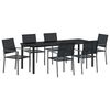 vidaXL Комплект за хранене в градината 7 pcs Черно ПЕ ратан