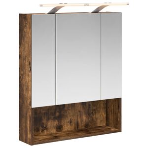 vidaXL Шкаф с огледало за баня с рафт Димян дъб 60 x 14.5 x 70 см