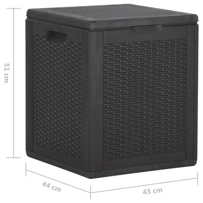 vidaXL Градинска кутия за съхранение, 90 л, черна, PP ратан