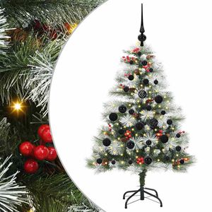 vidaXL С изкуствено коледно дърво Зелен и бял 120 cm